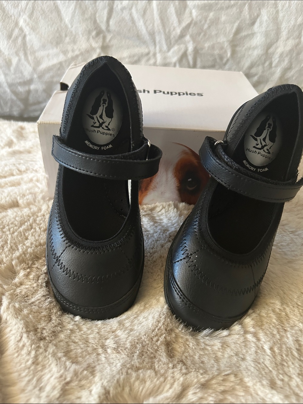 Hush Puppies Kids Black Mary Jane Strap Shoes